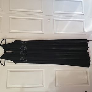 Long black dress with sequin high waste  Size 12